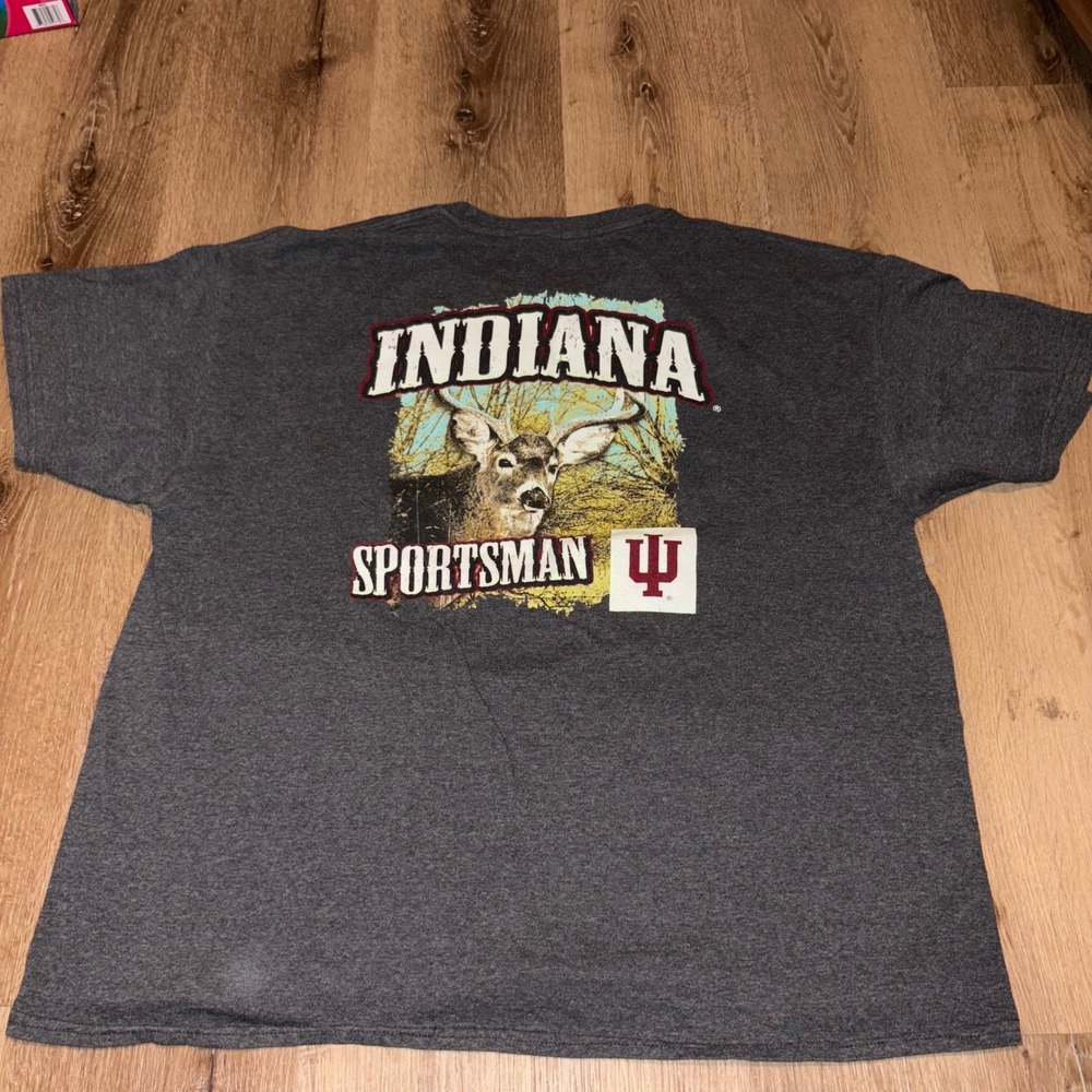 Indiana‎ Sportsman Hanes Deer Graphic T-Shirt Gray XL